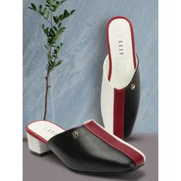 ELLE Colourblocked Square Toe Block Mules-picture-16