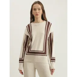 Elle Cream Cotton Solid Sweater-picture-36