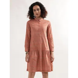 ELLE Cuffed Sleeves Print Drop-Waist Dress-picture-21