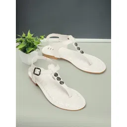 ELLE Embellished T-Strap Flats With Buckle Closure-picture-39