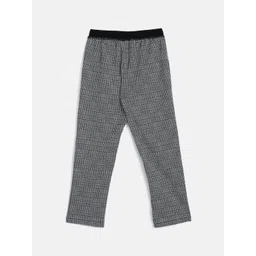 ELLE Girls Black & White Slim Fit Checked Regular Trousers-picture-48