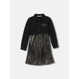 ELLE Girls Embellished Shirt Collar Full Sleeves Fit & Flare Dress-picture-14