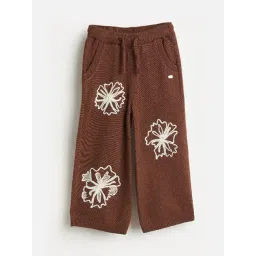 Elle Girls Fit & Flare Brown Embroidered Sweatpant-picture-29