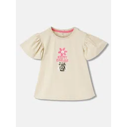 ELLE Girls Flared Sleeve Round Neck Graphic Printed Cotton A-Line Top-picture-11