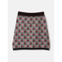 ELLE Girls Geometric Printed Monochrome A-Line Skirt-picture-19