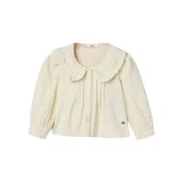 ELLE Girls Off White Textured Peter Pan Collar Top-picture-48