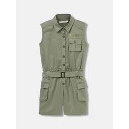ELLE Girls Shirt Collar Sleeveless Cotton Playsuit-picture-53