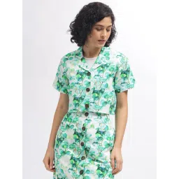Elle Green & White Cotton Floral Print Top-picture-39