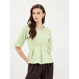 Elle Green Polyester Jacquard Top-picture-34