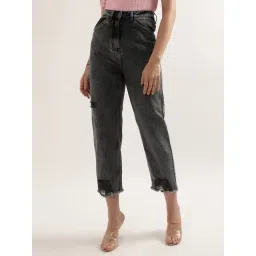 Elle Grey Distressed Regular Fit High Rise Jeans-picture-23