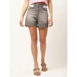 Elle Grey Graphic Print Shorts-picture-48