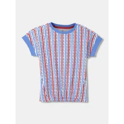 Elle Kids Blue & Red Cotton Printed T-Shirt-picture-27