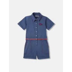 Elle Kids Blue Cotton Logo Playsuit-picture-18