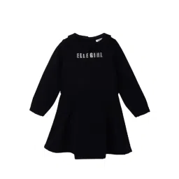 Elle Kids Navy Logo Print Full Sleeves Dress-image-25