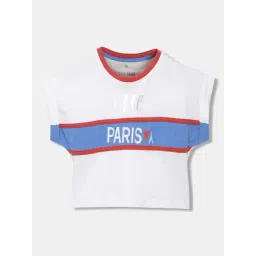 Elle Kids White & Blue Cotton Printed T-Shirt-picture-28