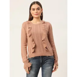 Elle Light Brown Round Neck Sweater image 1