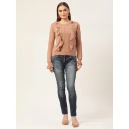 Elle Light Brown Round Neck Sweater image 4