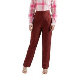Elle Maroon Mid Rise Trousers-picture-38