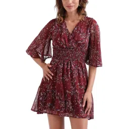 Elle Maroon Printed A-Line dress-picture-21