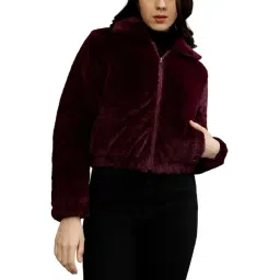 Elle Maroon Self Pattern Jacket-picture-18