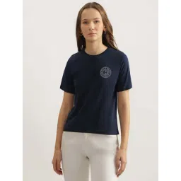 Elle Navy Cotton Plain T-Shirt-picture-33
