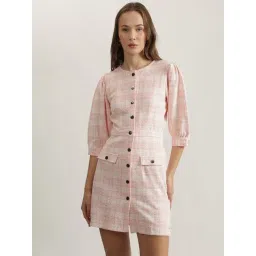Elle Pink Cotton Checks Dress-picture-44