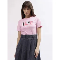 Elle Pink Cotton Graphic Print T-Shirt-picture-26