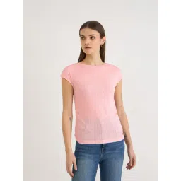 Elle Pink Polyester Textured Sleeveless Top-picture-47