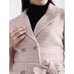 Elle Pink Printed Double Breasted Overcoat image 5