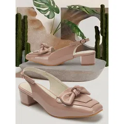 ELLE Square Toe Block Mules With Buckle Closure With Bows-picture-24