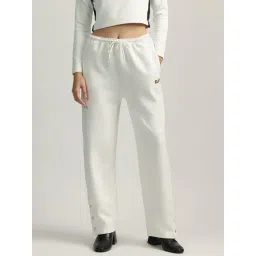 Elle White Loose Fit Sweatpants-image-0