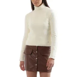 Elle White Self Pattern Sweater-image-19