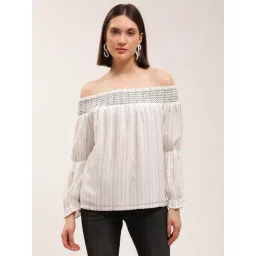 Elle White Striped A-Line Top-picture-11