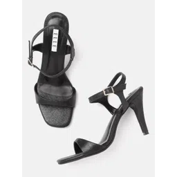 ELLE Women Black Solid Slim Heel Sandals-picture-11