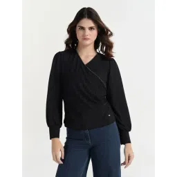 Elle Women Black Solid V-Neck Top-picture-18