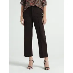 Elle Women Brown Solid Patch Pocket Pant-picture-16