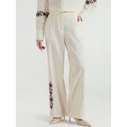 ELLE Women Embroidered Pure Cotton Flared Trouser-picture-38
