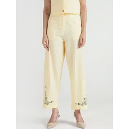 ELLE Women Ethnic Motifs Embroidered Straight Fit Mid-Rise Trousers-picture-10