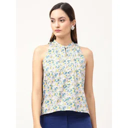 ELLE Women Floral Printed Pure Cotton Mandarin Collar Cotton Top-picture-12