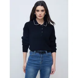 ELLE Women Ribbed Pullover with Embellished Detail-image-34