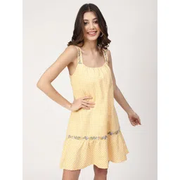 ELLE Women Shoulder Straps Cotton A-Line Dress-picture-21