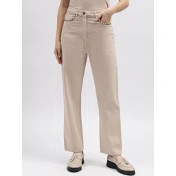 ELLE Women Straight Fit Clean Look Mid Rise Cotton Jeans-picture-31