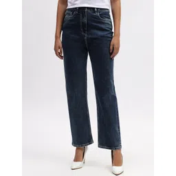 ELLE Women Straight Fit Mid-Rise Clean Look Stretchable Jeans-picture-34