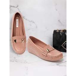 ELLE Women Textured Embellished Comfort Insole Lightweight Horsebit Loafers-picture-27