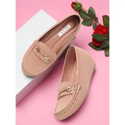 ELLE Women Textured Embellished Comfort Insole Lightweight Horsebit Loafers-picture-28