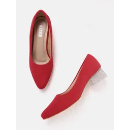 ELLE Women Velvet Finish Block Heel Pumps-picture-36
