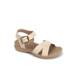 Elle Women's Beige Ankle Strap Wedges image 3
