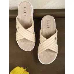 Elle Women's Beige Cross Strap Wedges-picture-26