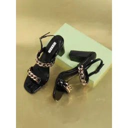 Elle Women's Black Back Strap Sandals-picture-18