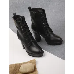 Elle Women's Black Derby Boots-picture-21